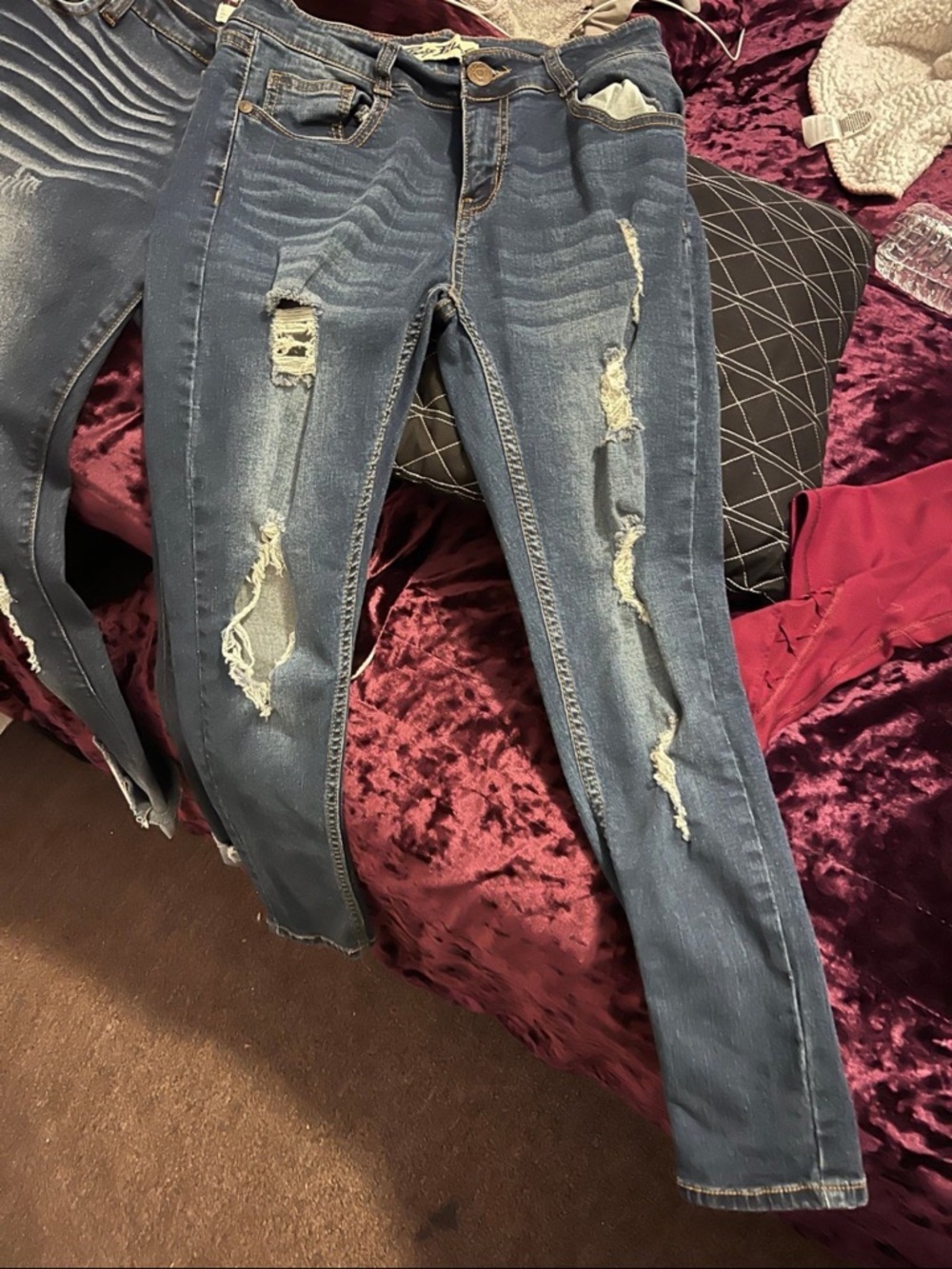 Paris Blues Ripped Blue Skinny Jeans